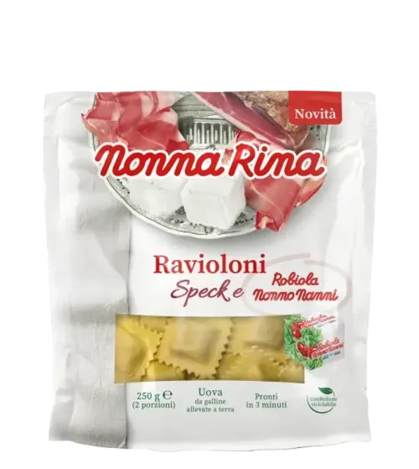 Verse pasta met speck en robiolakaas