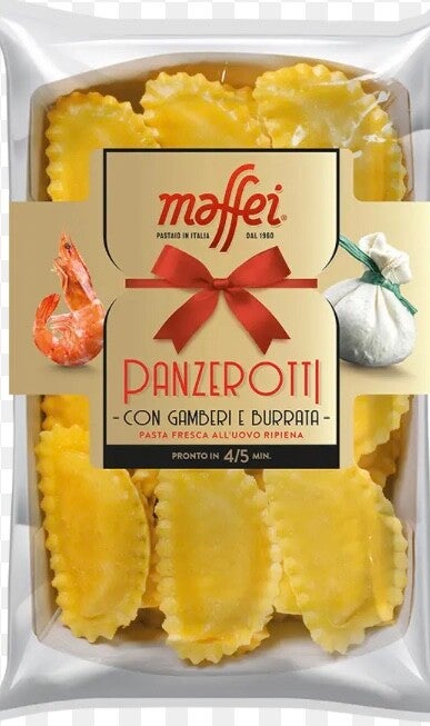 Gevulde pasta gamba 's en burrata