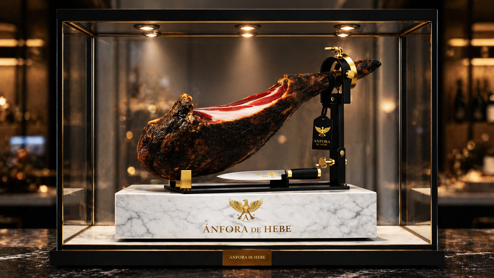 Jamón ibérico de bellota DOP Jabugo seleccionado para la boutique gourmet Ánfora de Hebe ánfora de Hebe