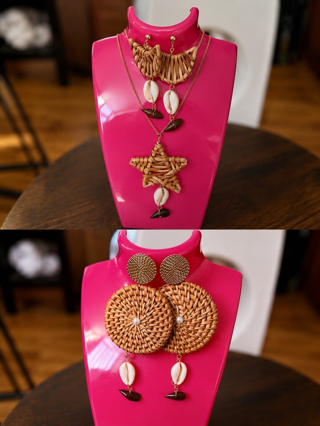 Jeux de Boucles d’oreilles bohèmes en matériaux naturels, parfaites pour toutes les occasions