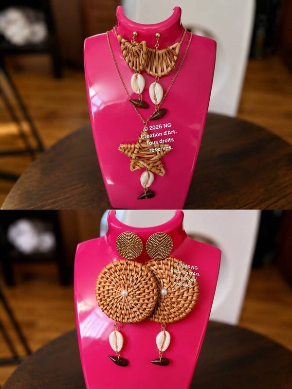 Jeux de Boucles d’oreilles bohèmes en matériaux naturels, parfaites pour toutes les occasions