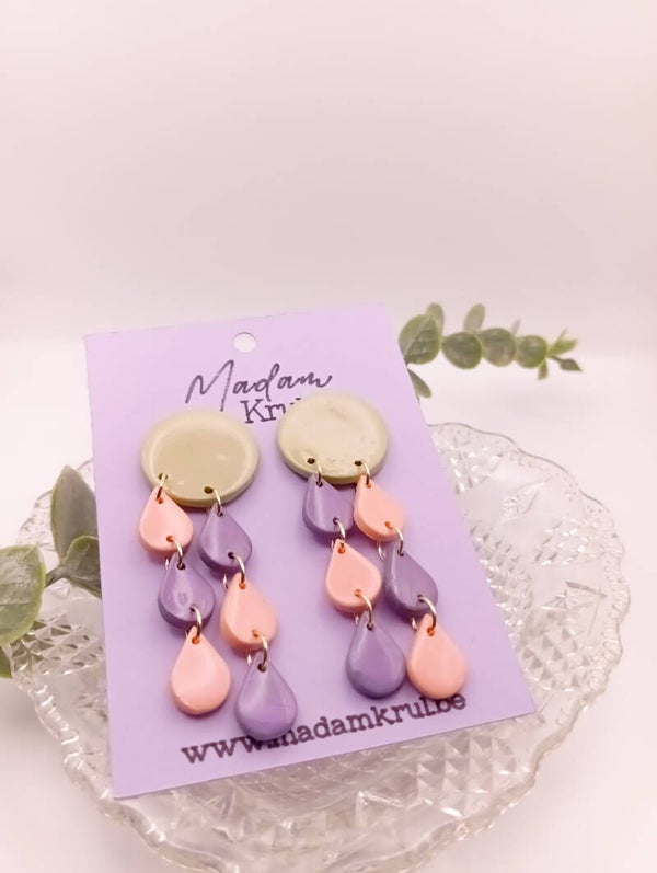 Oorbellen • Hangers • Fiesta • Groen-Paars-Roze