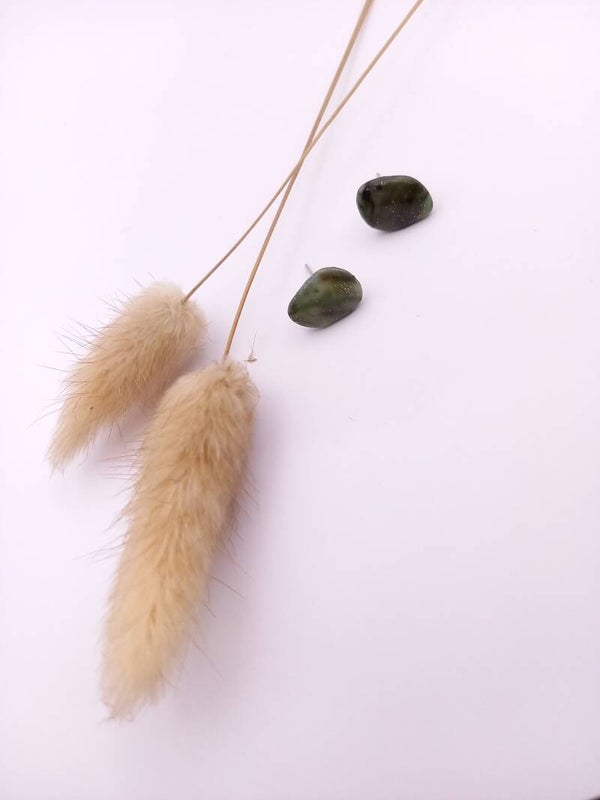 Oorbellen | Studs | Org | Donkergroen