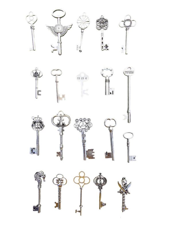 20 grote zilverkleur sleutels