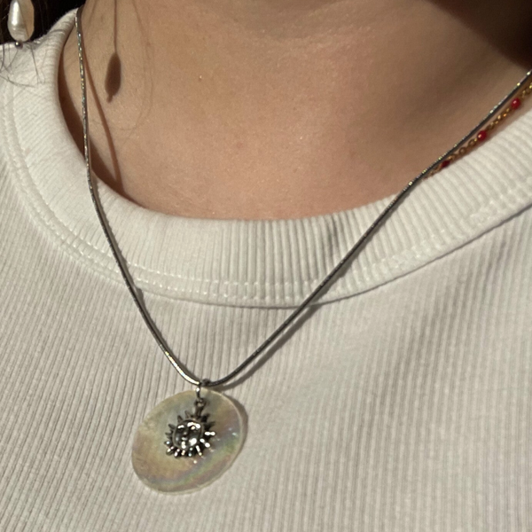 Silver sun necklace