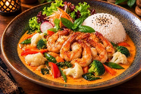 S55. ROTCURRY GARNELEN  (Bep) Curry Đỏ Tôm 12 con
