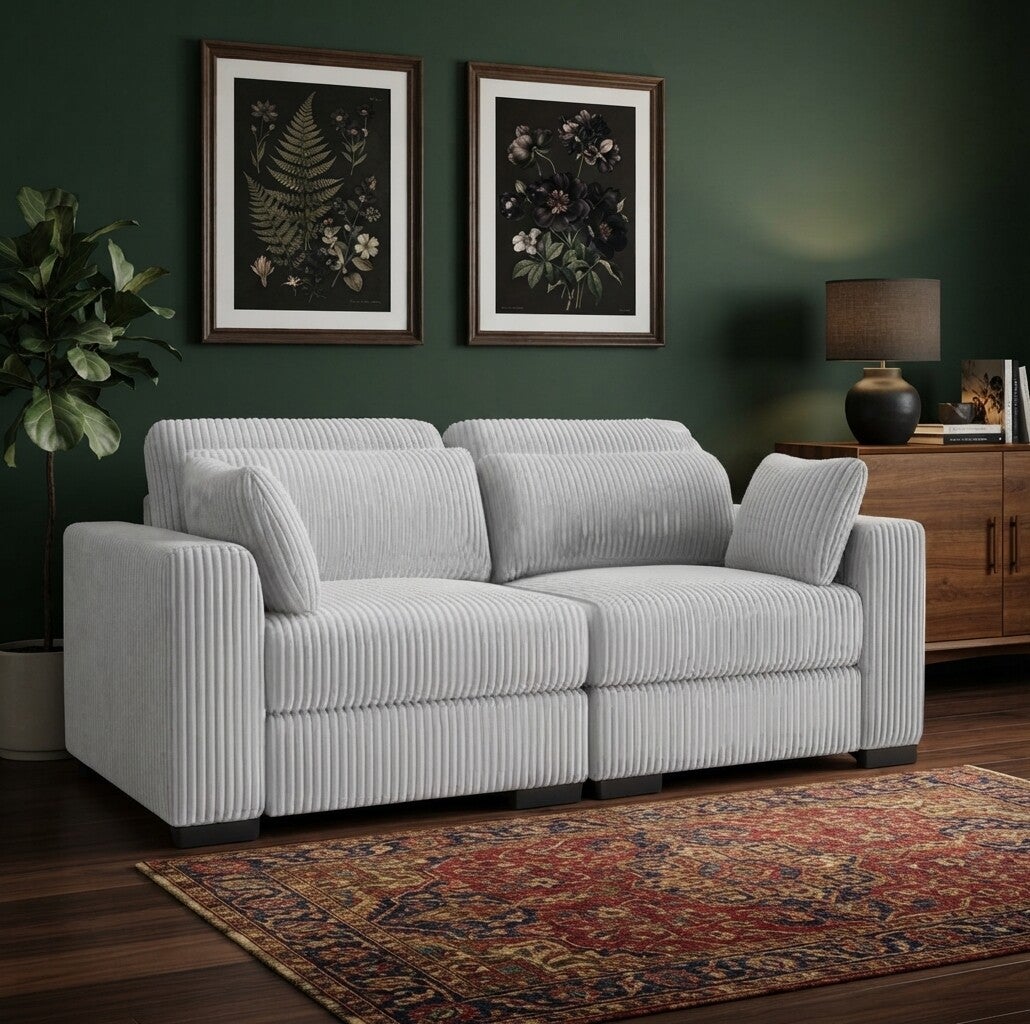 Canapé 2 places en velours côtelé, 88 cm de large, canapé confortable avec assise extra-profonde de 58 cm