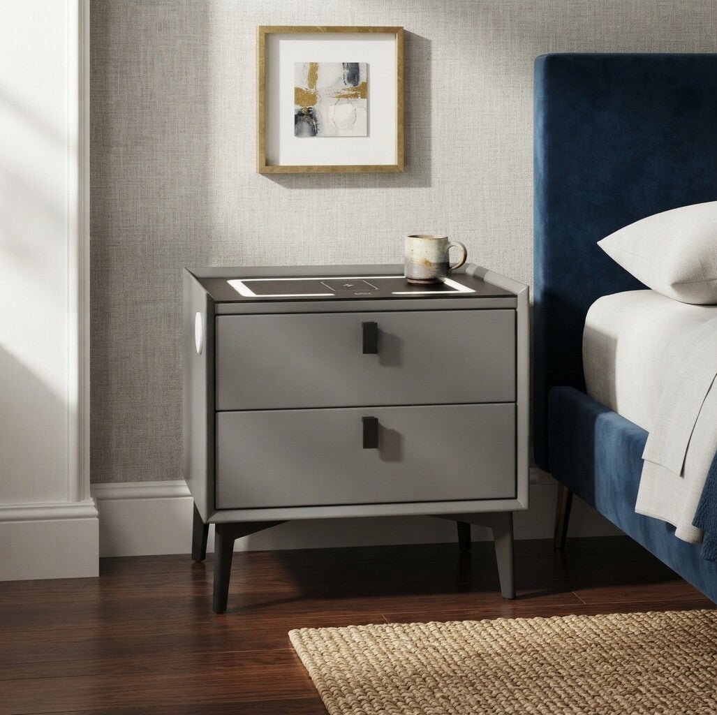 Table de chevet moderne  pour chambre à coucher avec 2 tiroirs