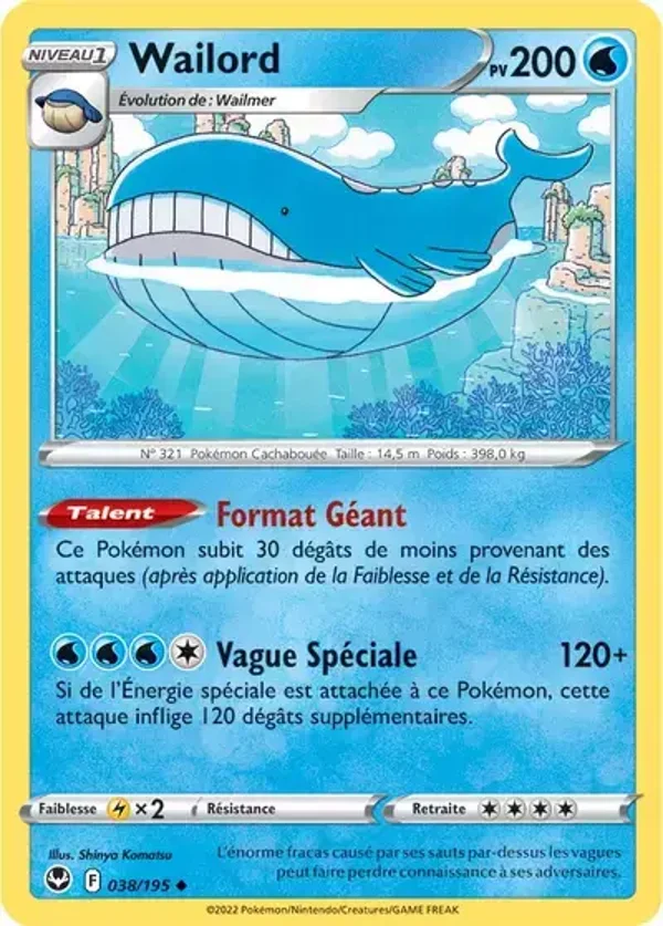 Carte Pokémon - Wailord - Tempête Argentée - 038/195
