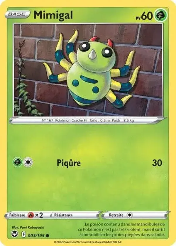 Carte POKÉMON REVERSE – Mimitoss – Tempête Argentée EB12 003/195 – Carte Officielle