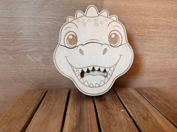 Personalisierte Dino Holzbox für Kinder mit Gravur
