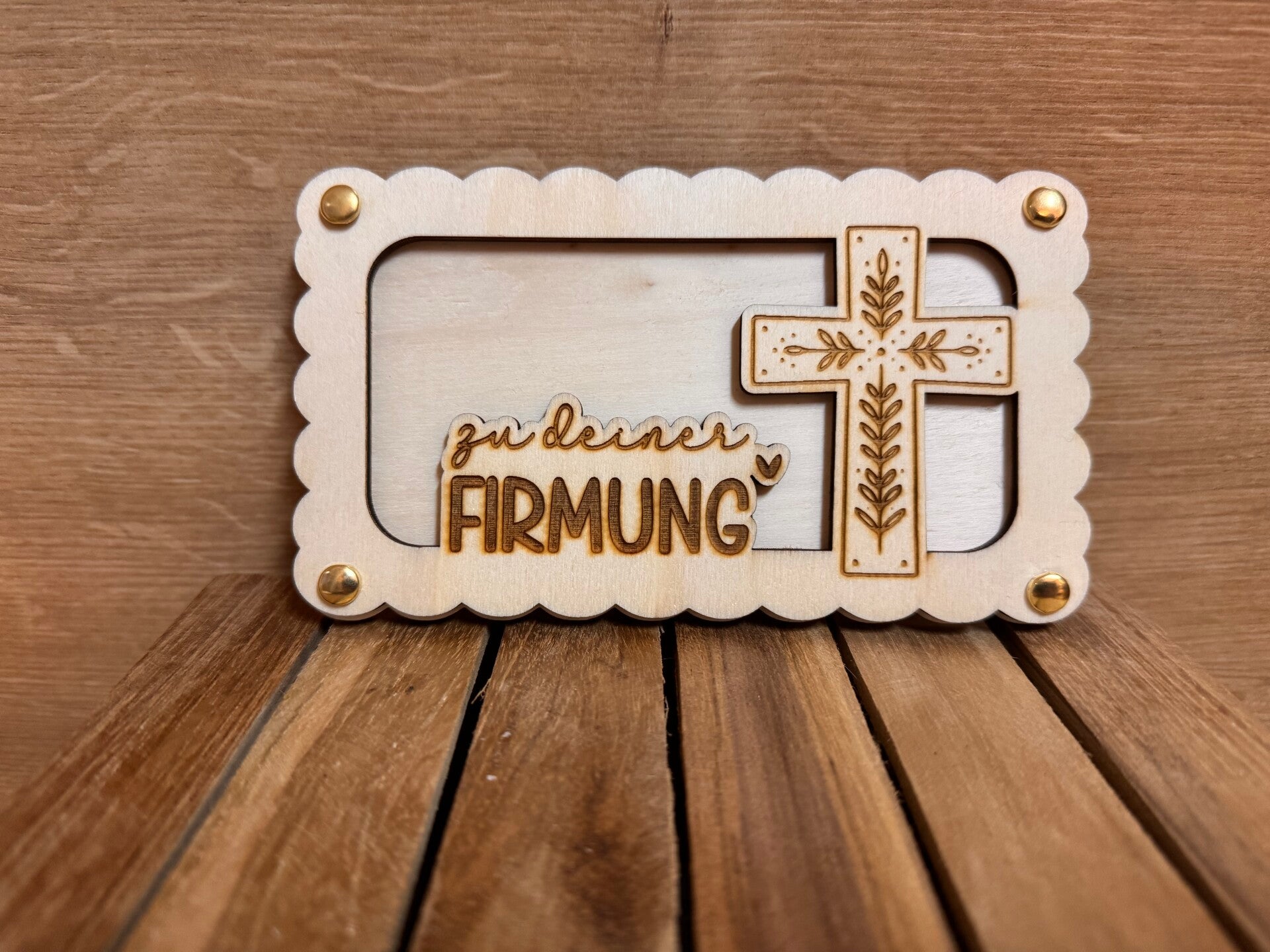 Geldgeschenkrahmen „Zur Firmung“ mit Kreuz