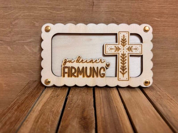 Geldgeschenkrahmen „Zur Firmung“ mit Kreuz