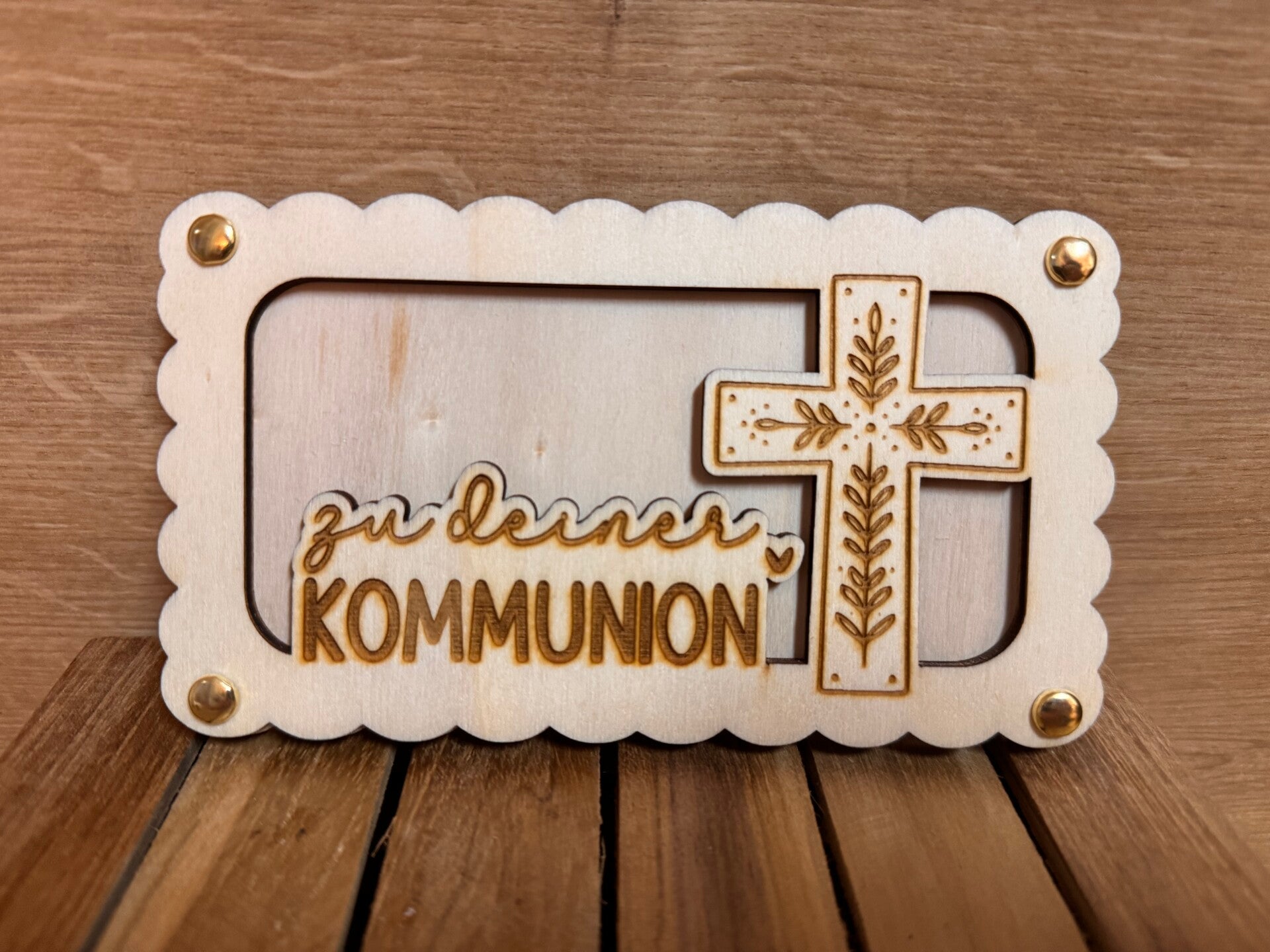 Geldgeschenkrahmen „Zur Kommunion“ mit Kreuz