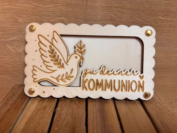 Geldgeschenkrahmen „Zur Kommunion“ mit Taube