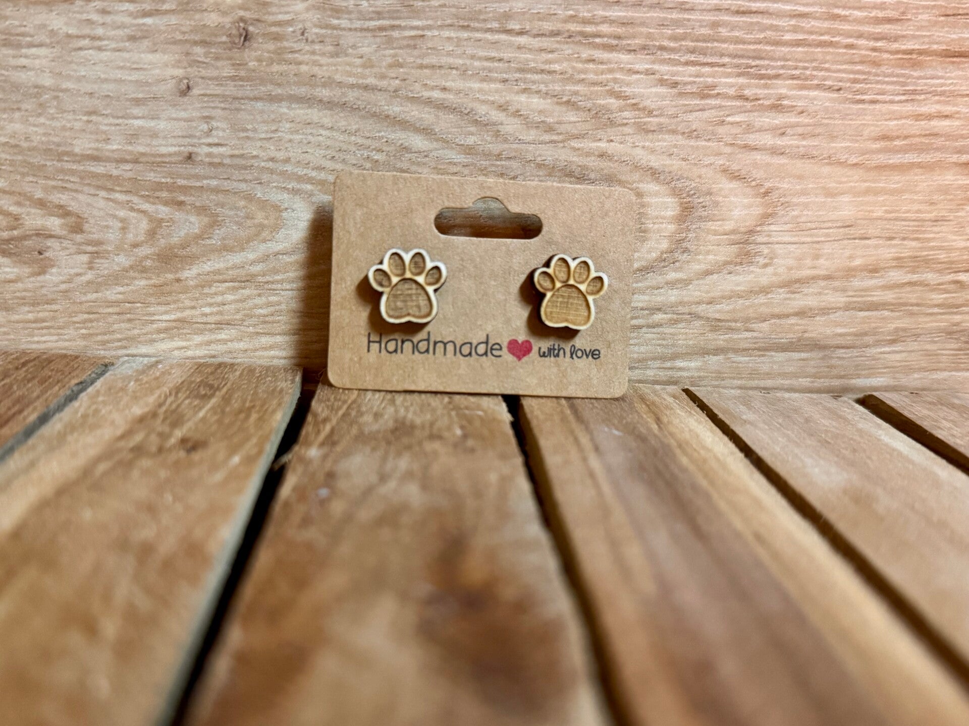 Pfoten Holz Ohrstecker
