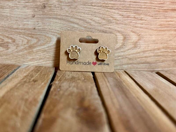 Pfoten Holz Ohrstecker