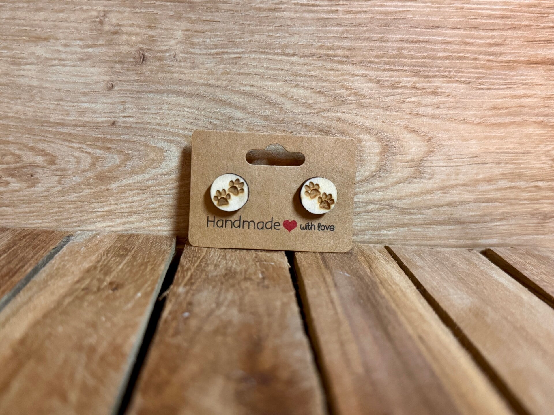 Pfoten Holz Ohrstecker
