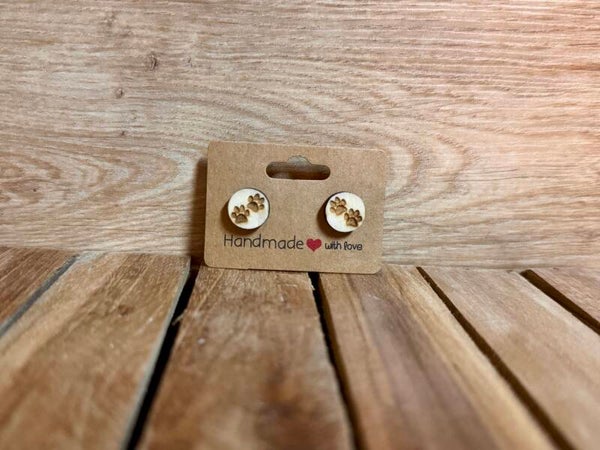 Pfoten Holz Ohrstecker