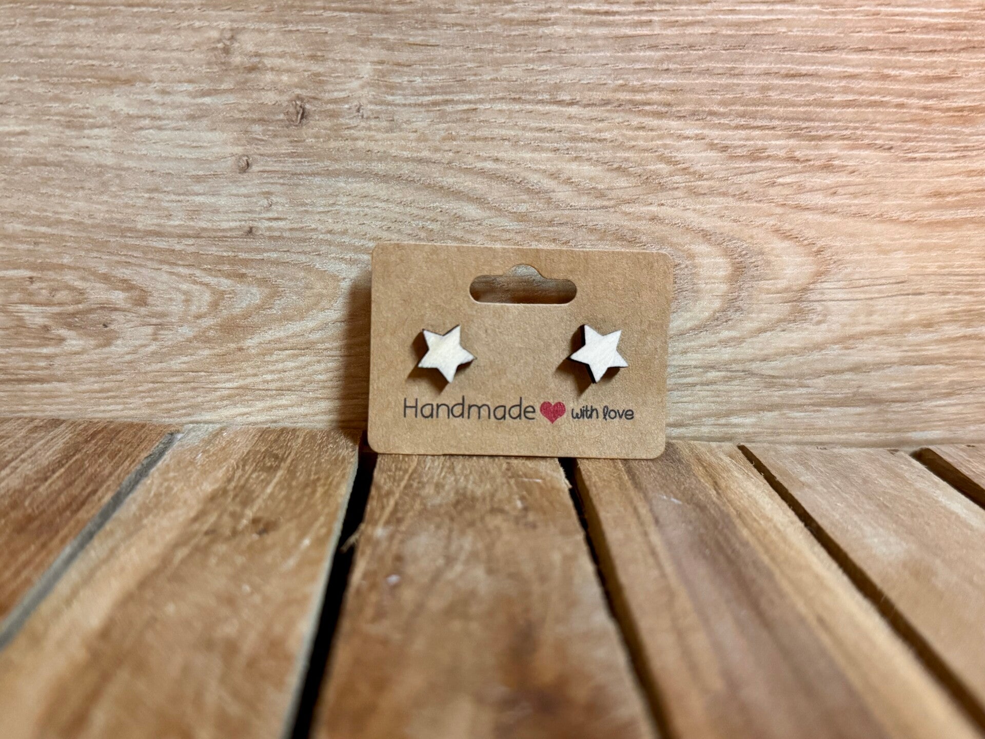 Holz Stern Ohrstecker