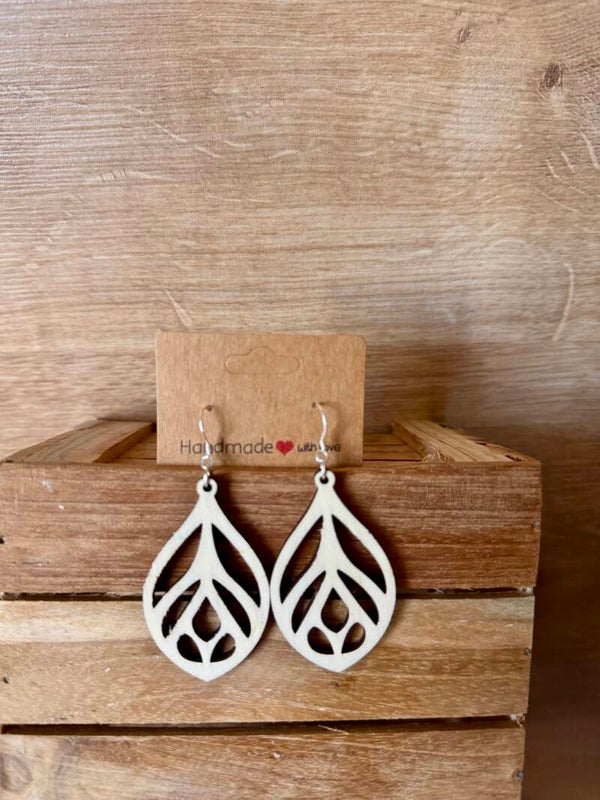 Holz Ohrringe im Tropfen - Design