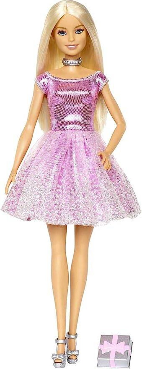 MATTEL BARBIE - Happy Birthday Puppe, blond, mit pinkfarbenem Glitzer-Partykleid GDJ36