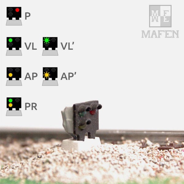 MAFEN 91404 - H0 RENFE - Zwergsignal mit 3 LEDs (Grün/Gelb+Rot)
