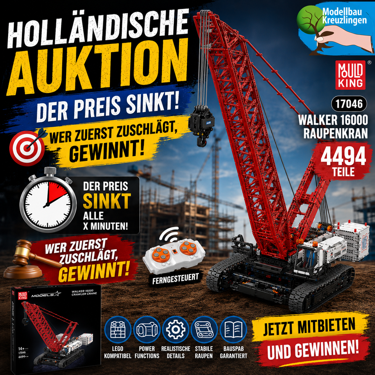 Mould King 17046 Walker 16000 Raupenkran