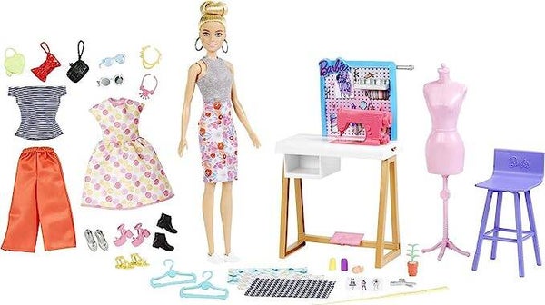 MATTEL BARBIE - Modedesigner-Puppe (30,40 cm) & Studio, 25+ Design- und Modezubehör HDY90