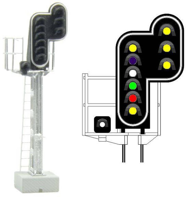 MAFEN 413217 - N SNCF - Hauptsignal mit 10 LEDs (Doppelgelb/Violett/Weiss/Grün/Rot/Gelb/Weiss + Doppelgelb)