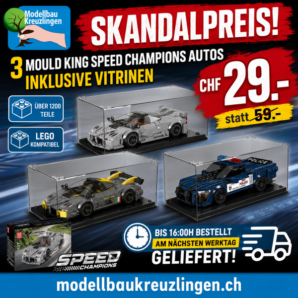 Mould King 3 Speed Champions Auto inklusive Vitrine