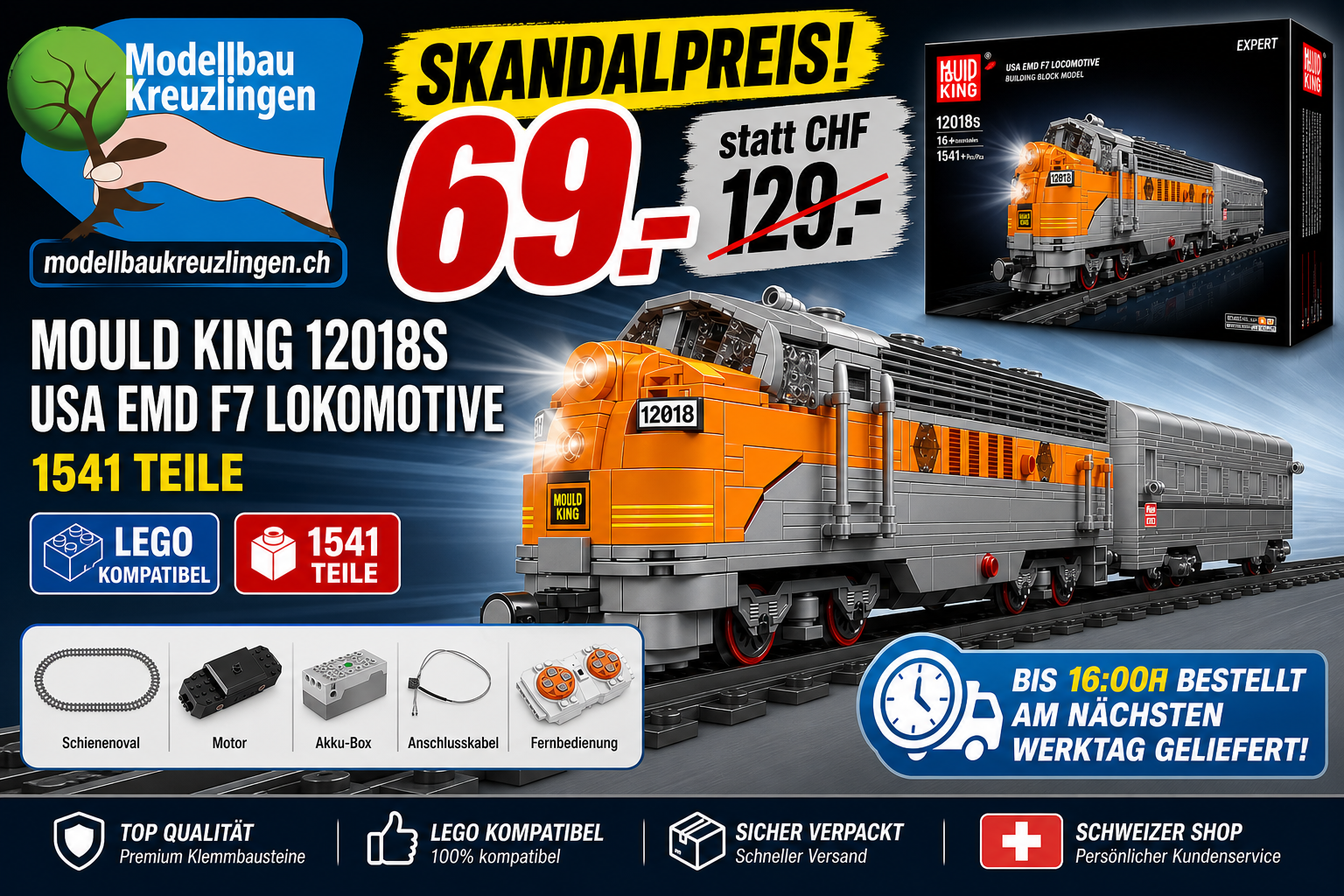 Mould King 12018S USA EMD F7 Lokomotive