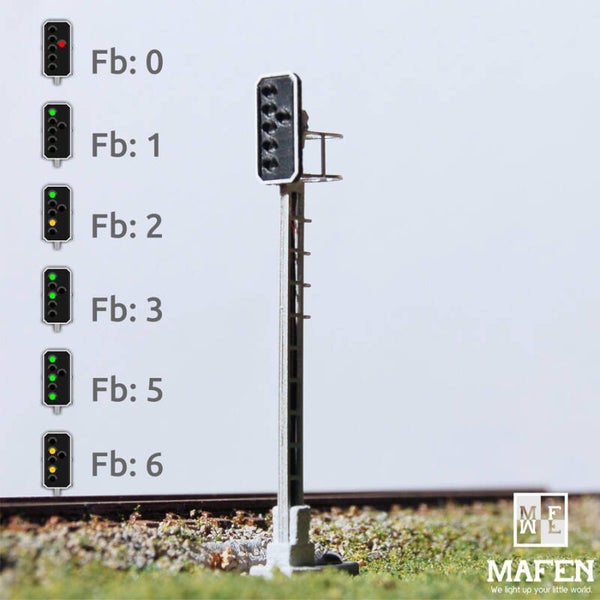MAFEN 413608 - N SBB - Hauptsignal mit 6 LEDs (Grün/Gelb/Grün/Gelb/Grün + Rot)