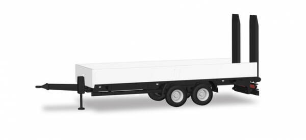 Herpa 076913 - H0 LKW Tieflade-Tandemanhänger mit Auffahrrampen, weiß
