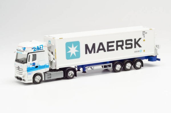 Herpa 313384 - H0 Mercedes-Benz Actros Gigaspace Seitenlader-Sattelzug "GDH / Maersk"