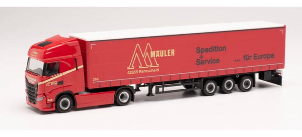 Herpa 314121 - H0 Iveco S-Way Gardinenplanen-Sattelzug "Gustav Mäuler"