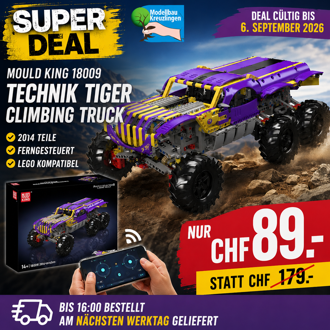 Mould King 18009 Technik Tiger Climbing Truck