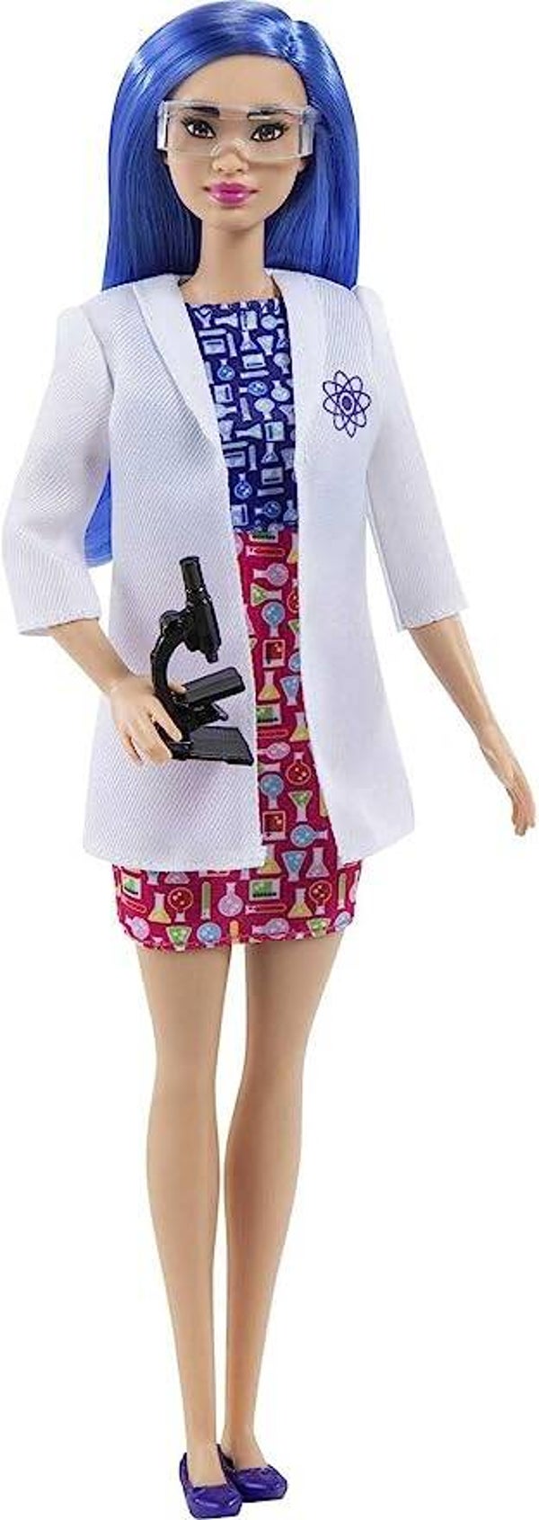 MATTEL BARBIE - Wissenschaftlerin-Puppe (30 cm), blaue Haare, Kleid im Colorblock-Look HCN11