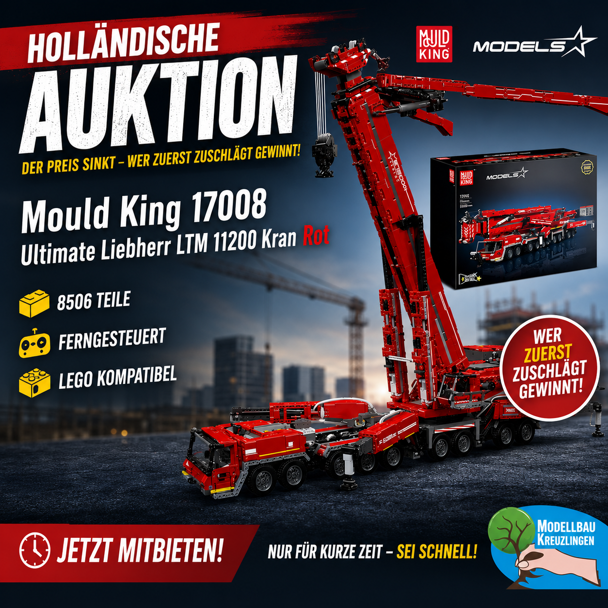 Mould King 17008 Ultimate Liebherr LTM 11200 Kran Rot