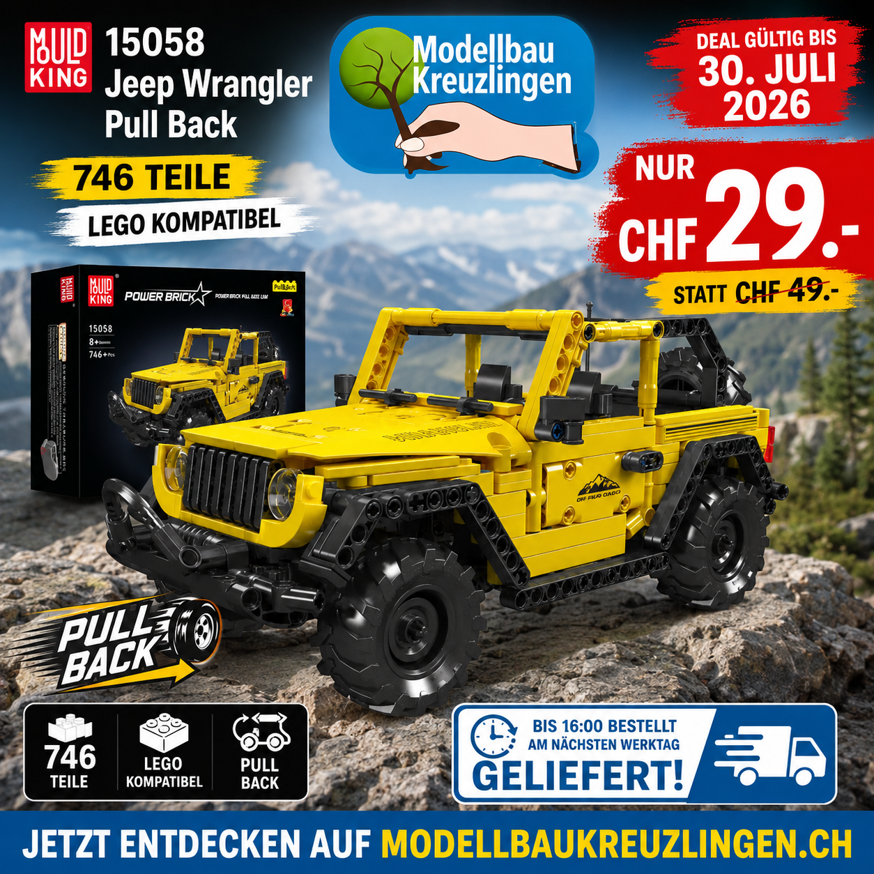 Mould King 15058 Jeep Wrangler Pull Back