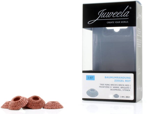 Juweela 28253 - 1:87 Baumumrandung Ziegel rot, 10x