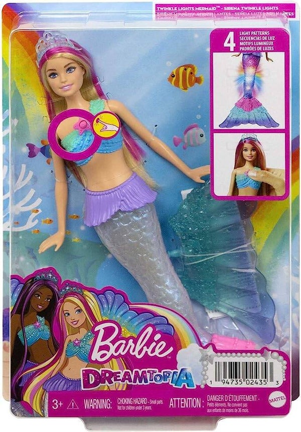 MATTEL BARBIE - Dreamtopia Meerjungfrau mit rosa Haaren, 4 Licht- und Soundeffekte HDJ36