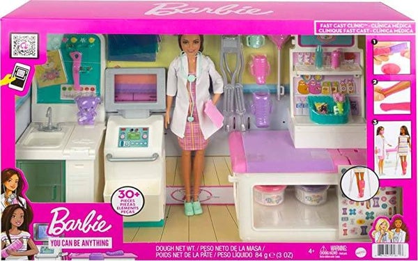 MATTEL BARBIE - Gute Besserung Krankenstation Spielset mit brünetter Barbie-Arztpuppe HFT68