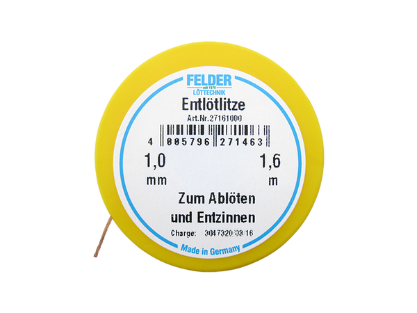 Schönwitz 27146 - Entlötsauglitze Entlötlitze Felder Löttechnik gelb 1,0mm breit 1,6m lang