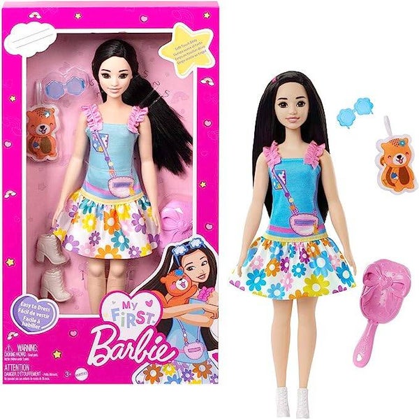 MATTEL BARBIE - Puppe für Vorschulkinder, schwarzes Haar, My First Barbie Renee Puppe HLL22