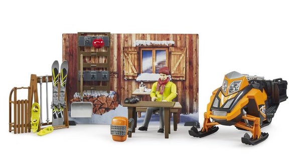 bruder 63102 bworld Berghütte mit Snowmobil