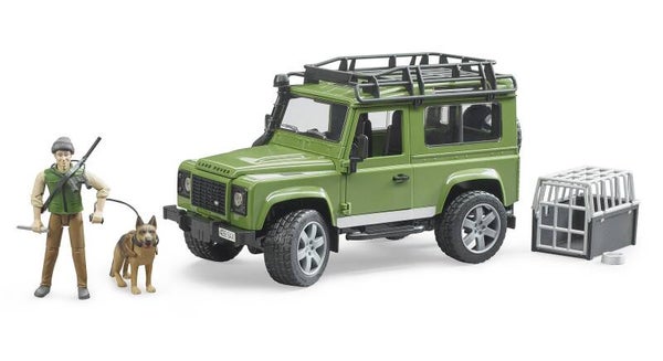 bruder 02587 Land Rover Defender Station Wagon mit Förster und Hund
