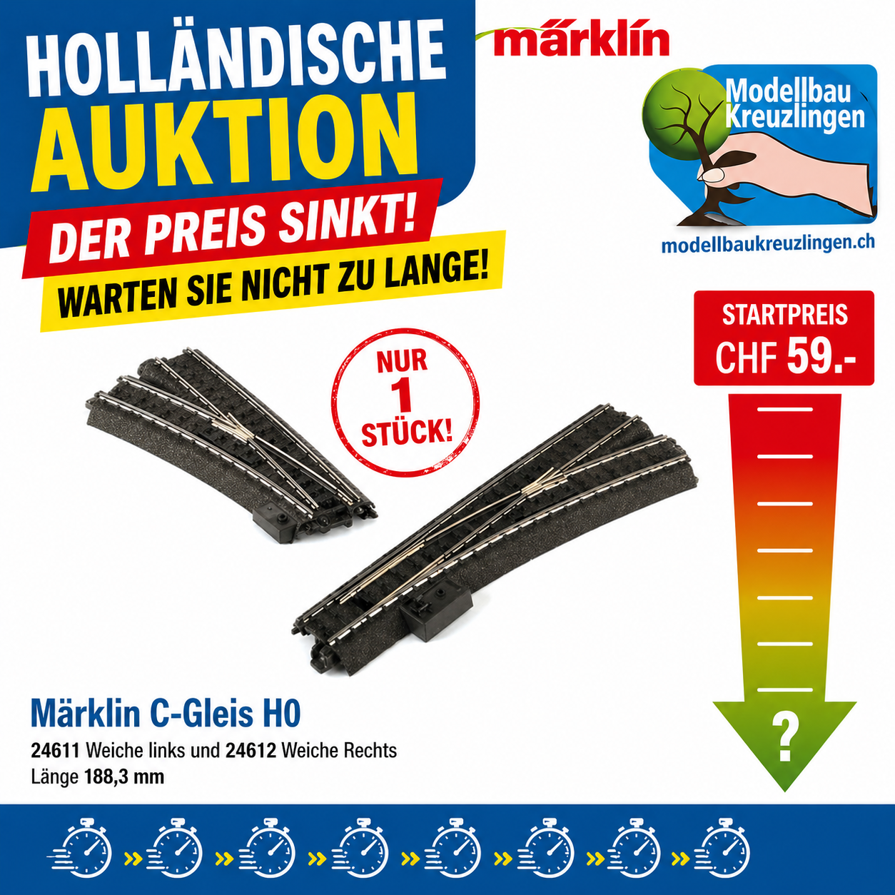 Märklin C-Gleis H0 Weiche links und rechts