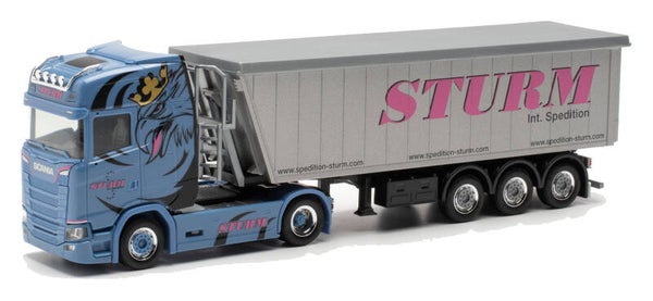Herpa 315234 - H0 Scania CS20 HD Stöffelliner-Sattelzug "Sturm" (Bayern/Kissing)