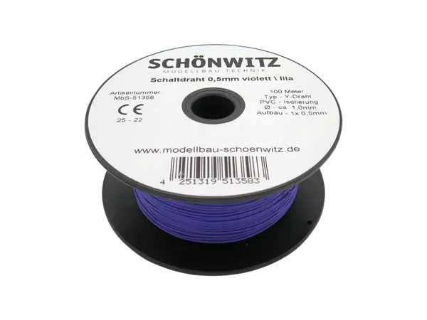 Schönwitz 51358 - 100 Meter Draht Kupferschaltdraht Schaltdraht 0,5mm 1-adrig violett / lila